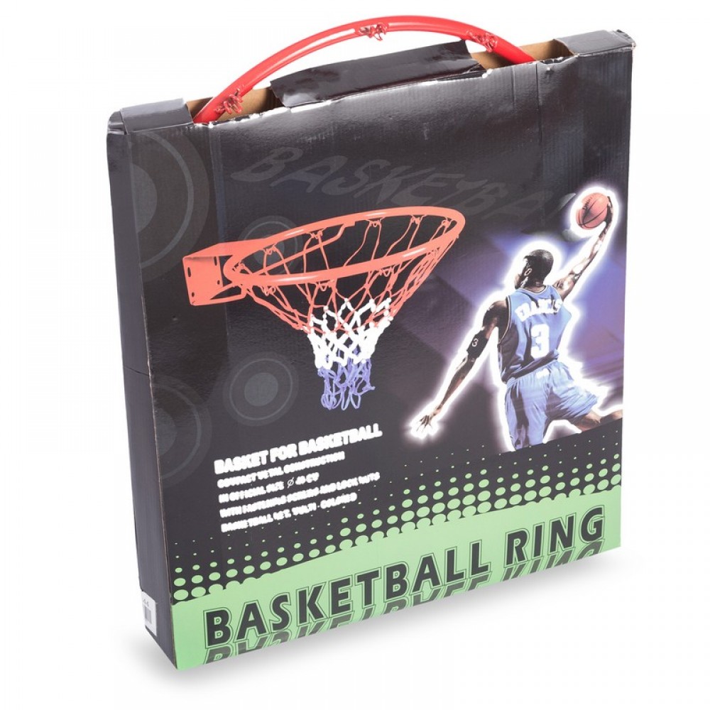 Кольцо баскетбольное Basketball Ring 45 см с сеткой, болтами (C-0844)