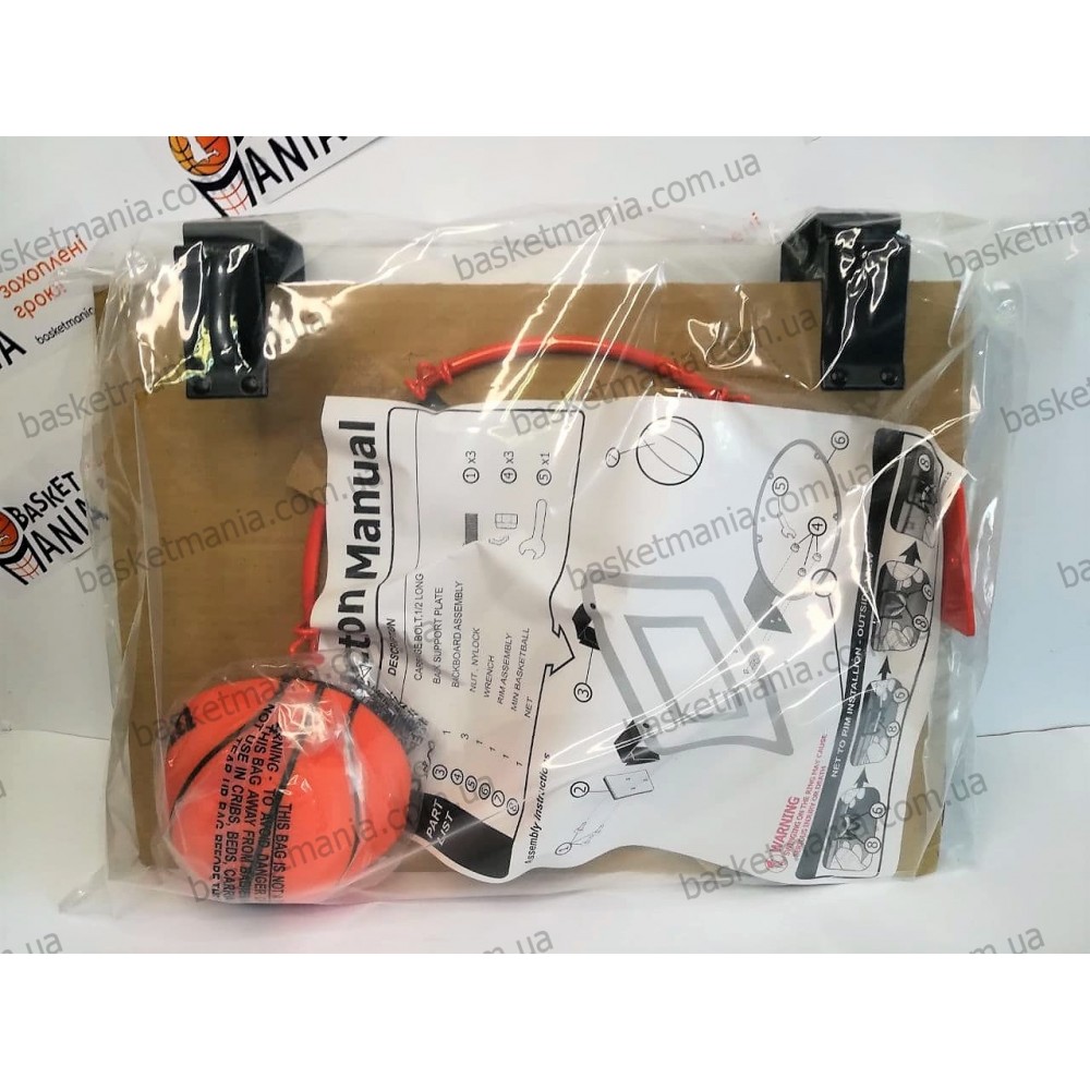 Баскетбольный мини-щит Wilson NCAA Showcase Mini Hoop 38х28 см c кольцом и сеткой (WTBA00219)