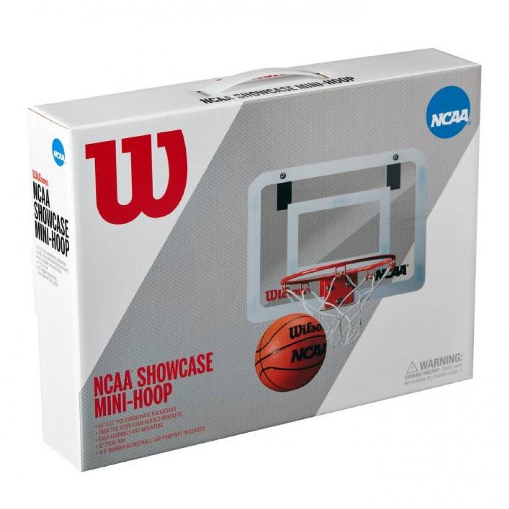 Баскетбольный мини-щит Wilson NCAA Showcase Mini Hoop 38х28 см c кольцом и сеткой (WTBA00219)