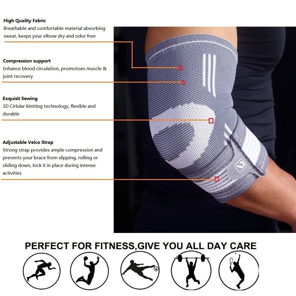 Налокотник-бандаж-фиксатор локтя регулируемый LiveUp Elbow Support для поддержки и защиты (LS5673)