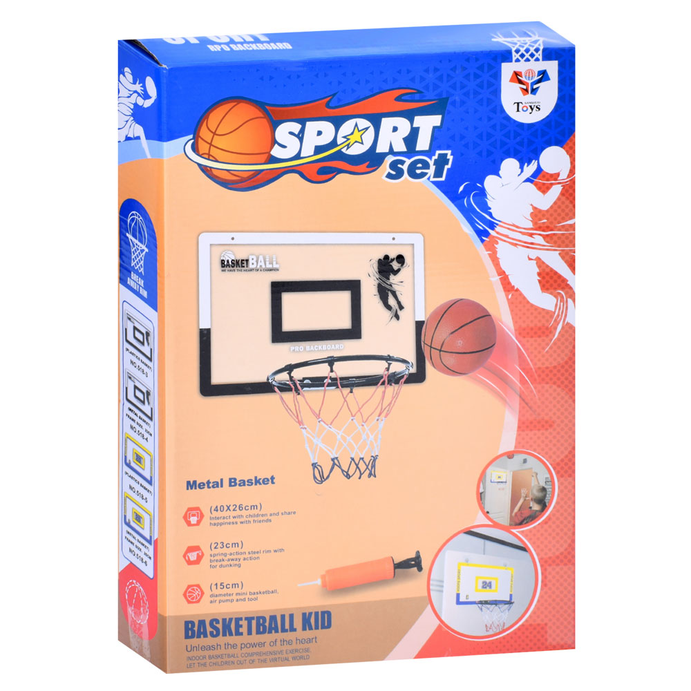 Мини-щит баскетбольный Basketball MiniHoop 40х26 см с кольцом 24 см и сеткой (MR1174)