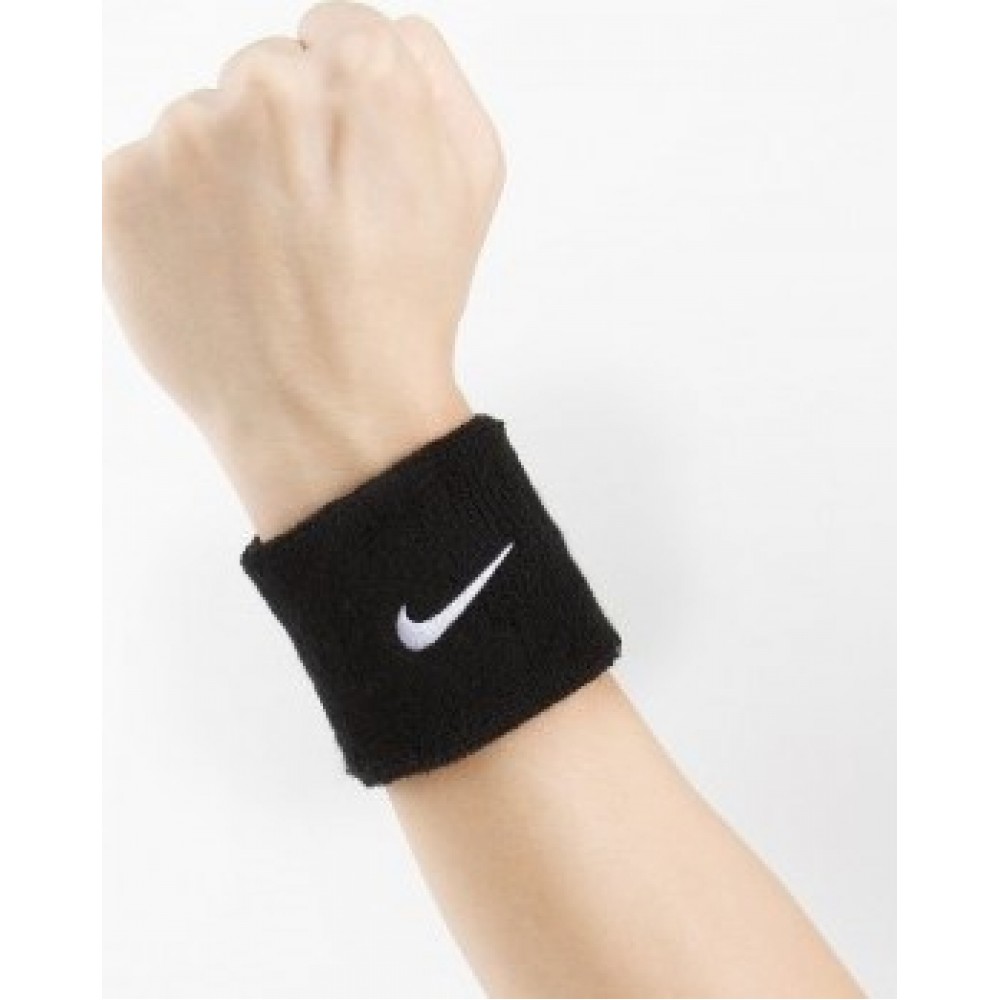 Набор: повязка на голову Nike Swoosh Headband 1 шт. и напульсник Nike Swosh Wristbands 2 шт. черный (N.NN.07.010.OS)