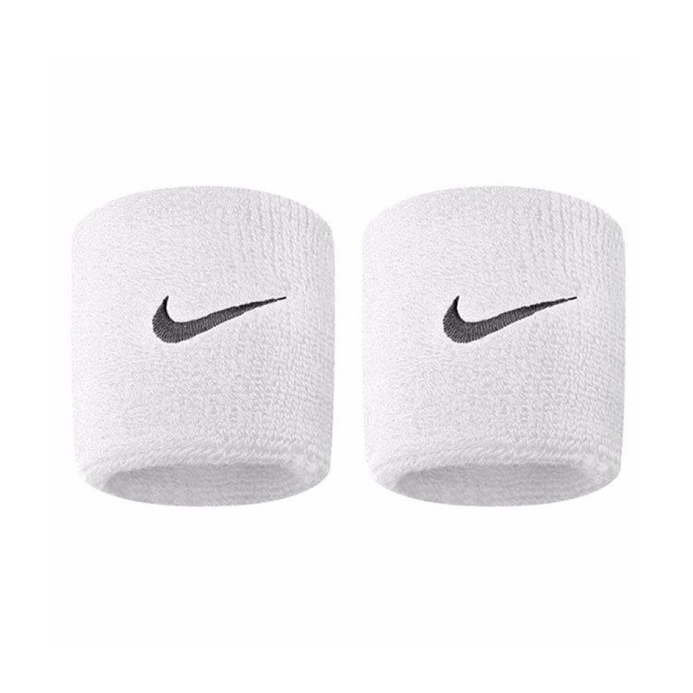 Напульсники Nike Swoosh Wristbands 2 шт. (1 пара) для спорта, игр, тренировок белые (N.NN.04.101.OS)