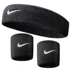 Набор: повязка на голову Nike Swoosh Headband 1 шт. и напульсник Nike Swosh Wristbands 2 шт. черный (N.NN.07.010.OS)