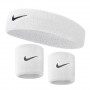 Набор: повязка на голову Nike Swoosh Headband 1 шт. и напульсник Nike Swosh Wristbands 2 шт. белый (N.NN.07.101.OS)