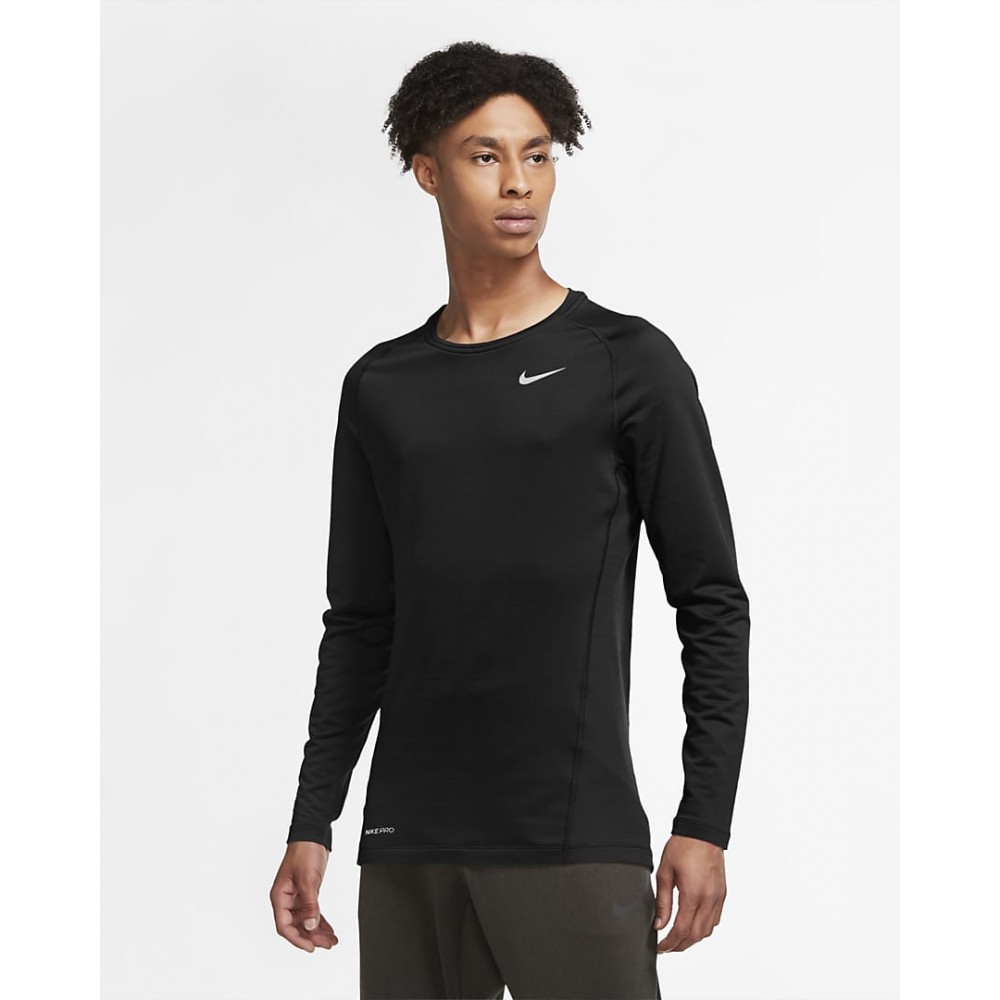 Футболка теплая компресионная Nike Pro Warm Long-Sleeve Top Crew с длинными рукавами(CU6740-010)