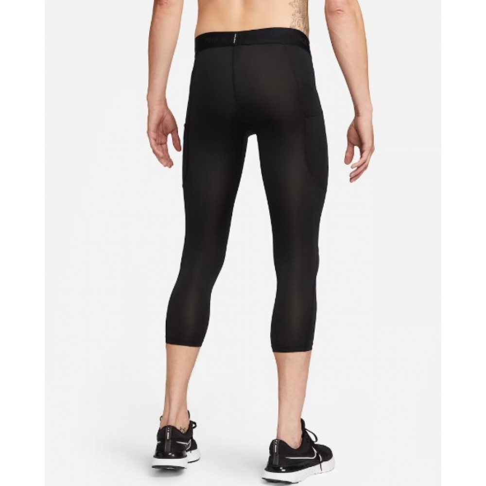 Компрессионные мужские тайтсы Nike Pro Men's Dri-FIT 3/4-Length Fitness Tights черные оригинал (FB7950-010)