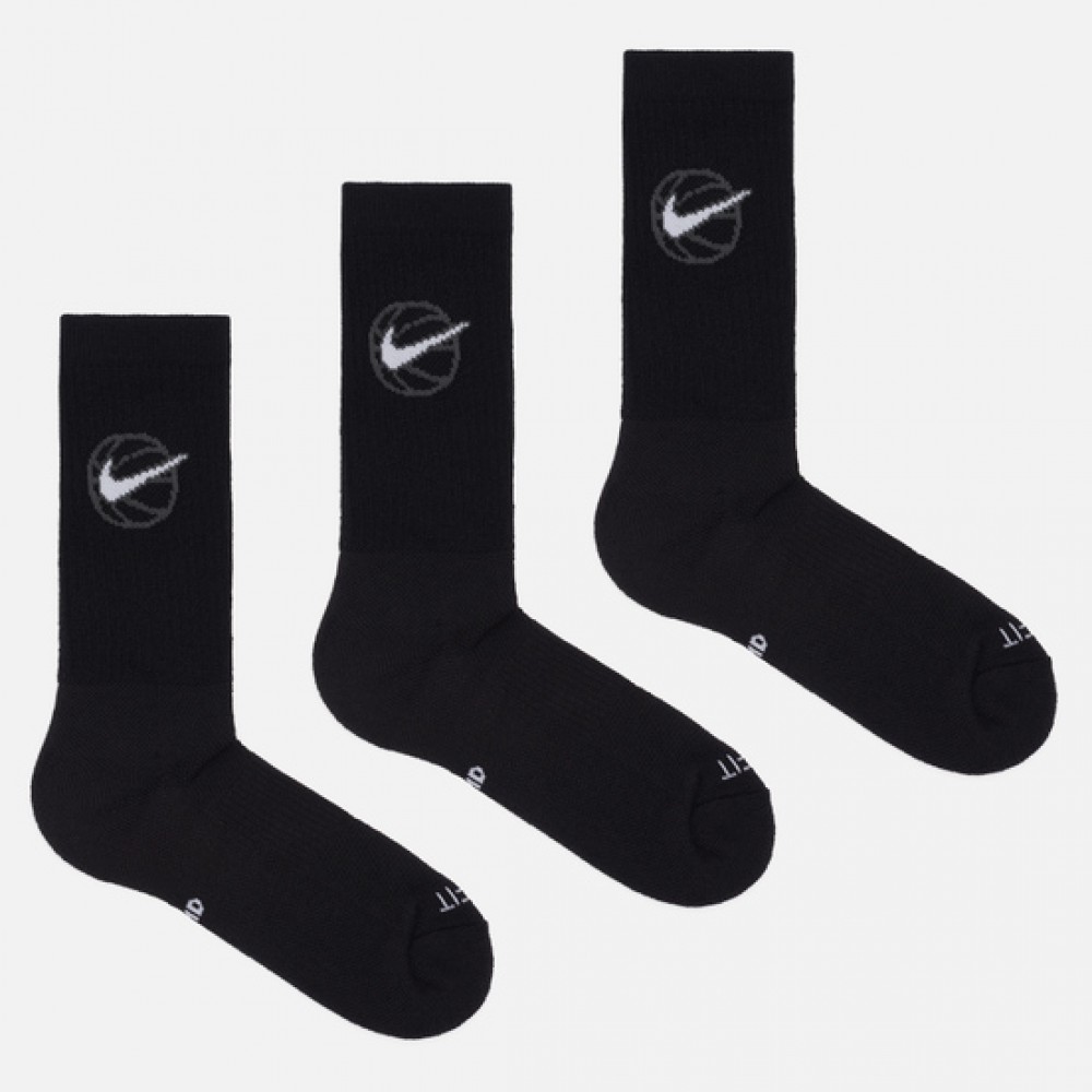 Носки баскетбольные Nike Everyday Crew Basketball Socks 3 пары черные (DA2123-010)