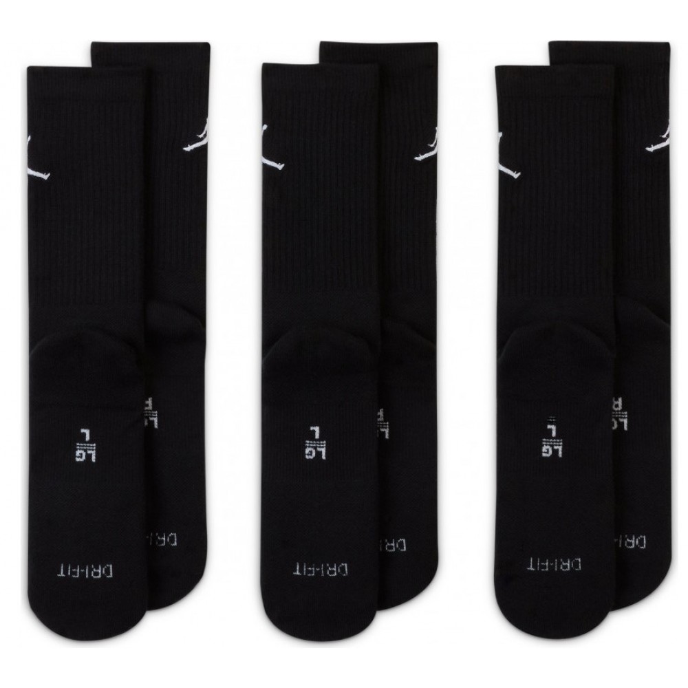Носки баскетбольные Jordan Джордан Everyday Crew Socks для спорта и на каждый день 3 пары (DX9632-010)