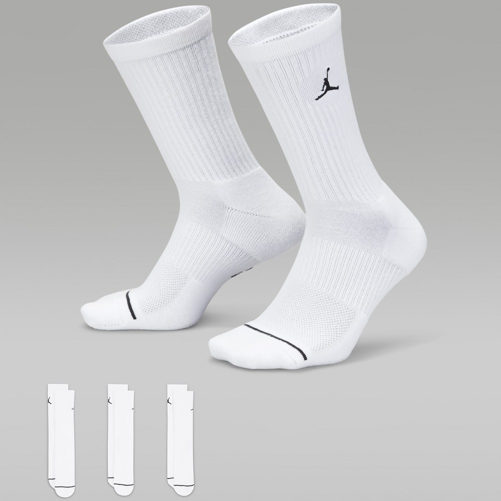 Баскетбольные носки Jordan Everyday Crew Socks 3 пары белые оригинал (DX9632-100)