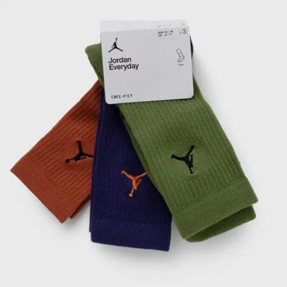 Носки баскетбольные Jordan Everyday Crew Socks для спорта и на каждый день 3 пары (DX9632-912)