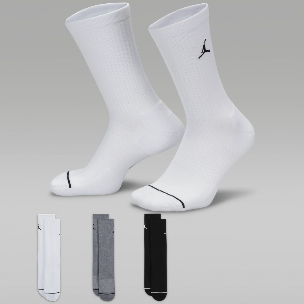 Носки баскетбольные Jordan Джордан Everyday Crew Socks для спорта и на каждый день 3 пары (DX9632-914)