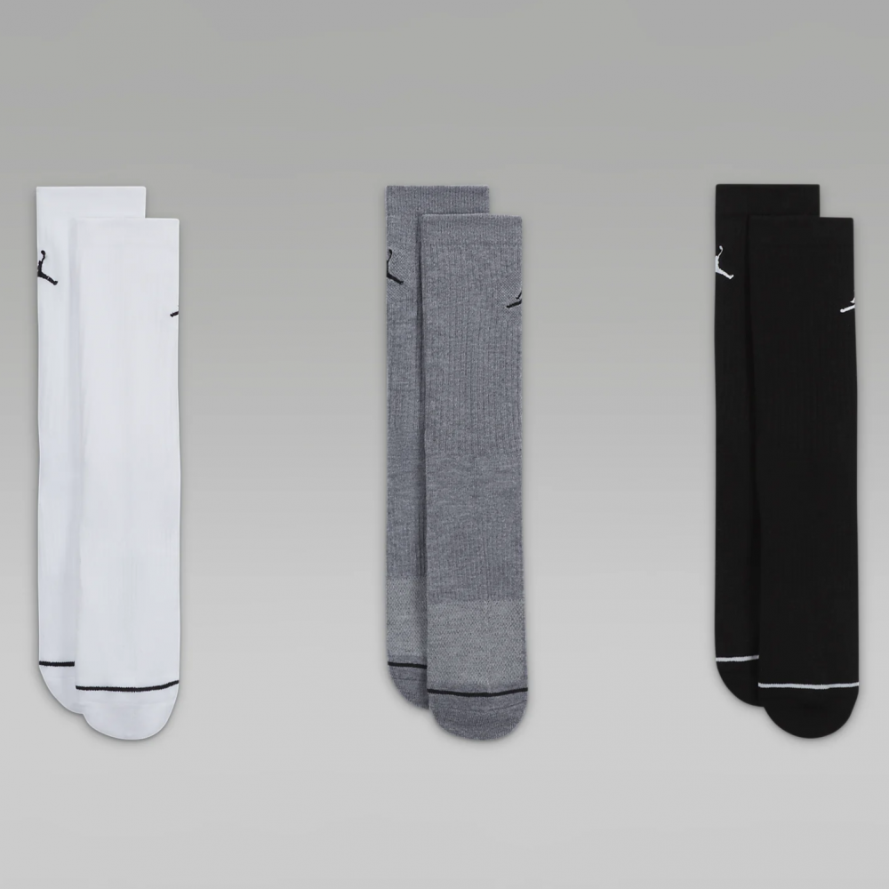 Носки баскетбольные Jordan Джордан Everyday Crew Socks для спорта и на каждый день 3 пары (DX9632-914)