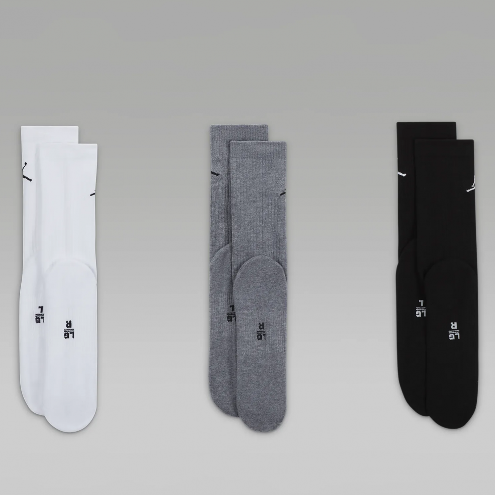 Носки баскетбольные Jordan Джордан Everyday Crew Socks для спорта и на каждый день 3 пары (DX9632-914)