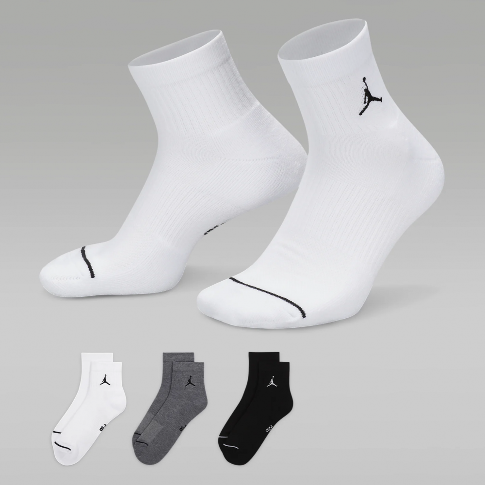 Носки баскетбольные Jordan Джордан Everyday Ankle Socks средние 3 пары (DX9655-911)