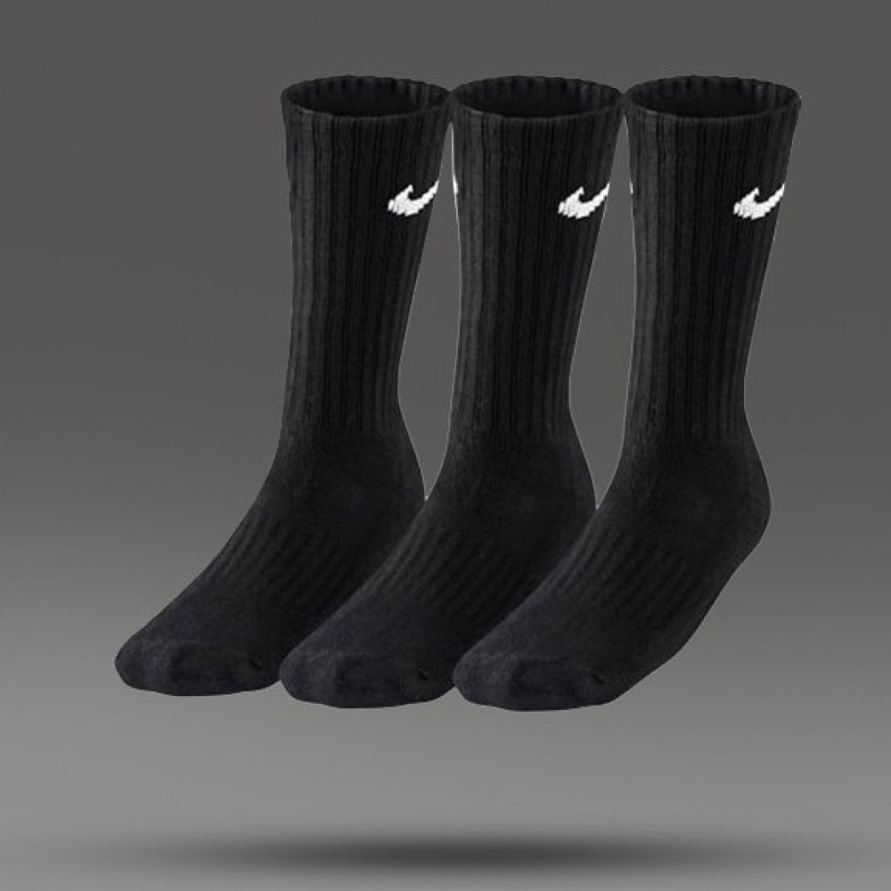 Носки Nike Найк Value Cotton Crew 3 пары черные высокие оригинал (SX4508-001)