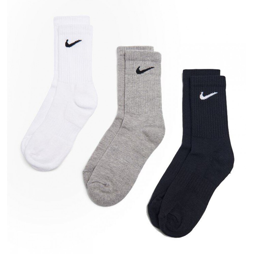 Носки спортивные Nike Everyday Cushion Crew 3 пары черный-серый-белый (SX7664-901)
