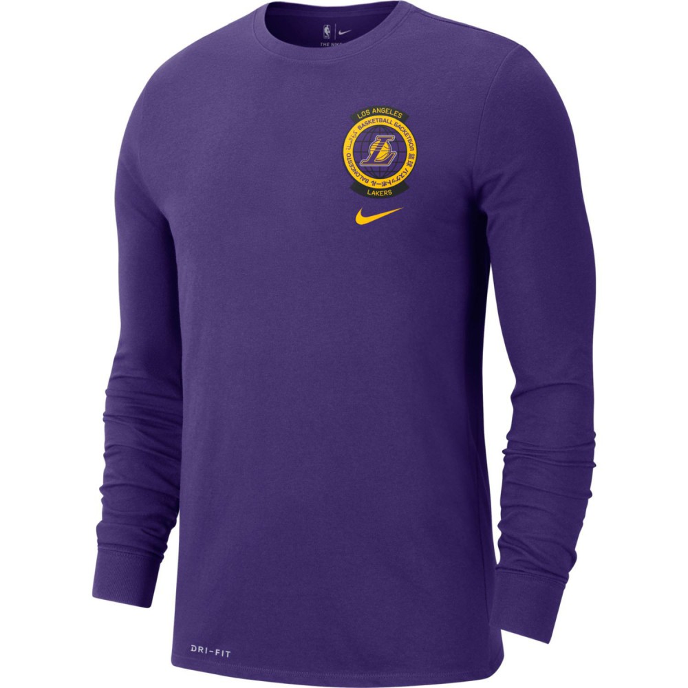 Футболка баскетбольная c длинными рукавами Nike Los Angeles Lakers Crest Logo размер L (CK8656-547) 