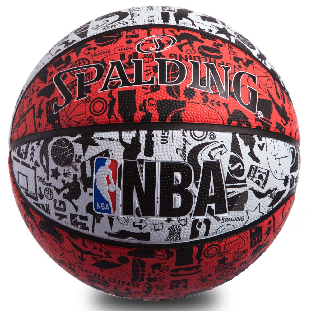 Мяч баскетбольный Spalding Red Graffiti размер 7 резиновый для игры на улице (83574Z)