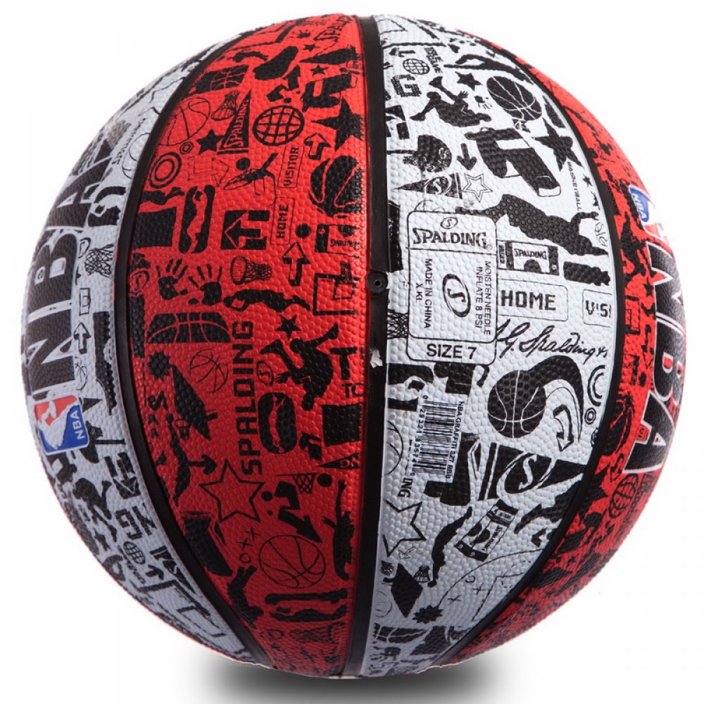 Мяч баскетбольный Spalding Red Graffiti размер 7 резиновый для игры на улице (83574Z)