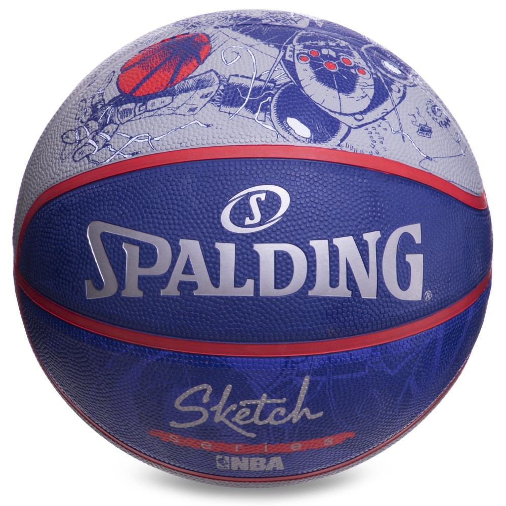 Мяч баскетбольный Spalding NBA Sketch Robot Outdoor размер 7 резиновый (83677Z)