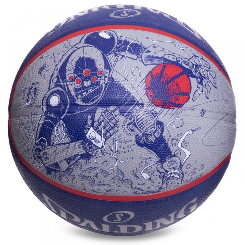 Мяч баскетбольный Spalding NBA Sketch Robot Outdoor размер 7 резиновый (83677Z)