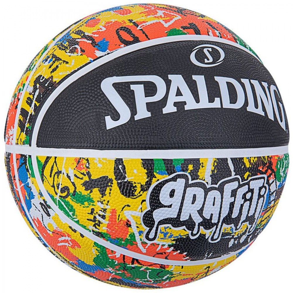 Мяч баскетбольный Spalding Rainbow Graffiti размер 7 резиновый для игры на улице (84372Z)