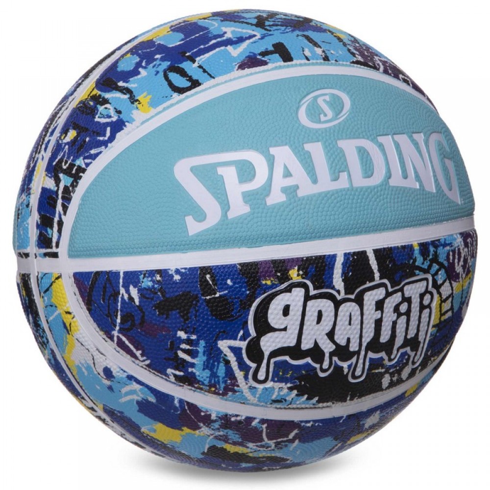 Мяч баскетбольный Spalding Blue-Dark Blue Graffiti размер 7 резиновый для игры на улице (84373Y)