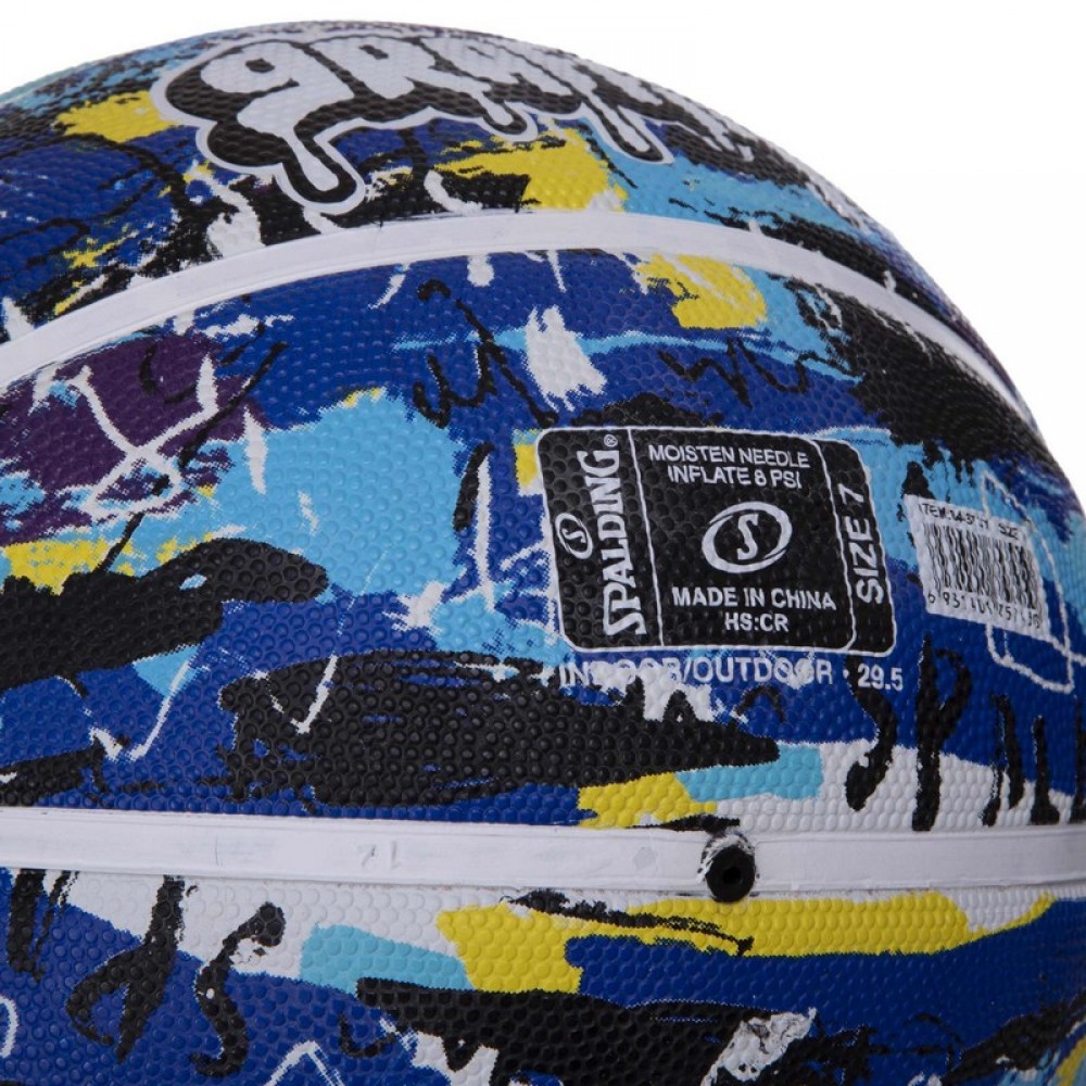 Мяч баскетбольный Spalding Blue-Dark Blue Graffiti размер 7 резиновый для игры на улице (84373Y)
