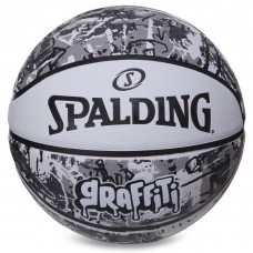 Мяч баскетбольный Spalding White Black Graffiti размер 7 резиновый для игры на улице (84375Z)