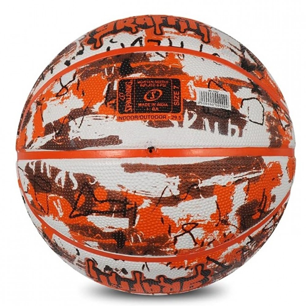 Мяч баскетбольный Spalding Bue Orange Graffiti размер 7 резиновый для игры на улице (84376Z)