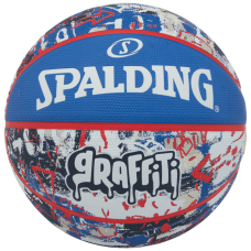 Мяч баскетбольный Spalding Blue Red Graffiti размер 7 резиновый для игры на улице (84377Z)