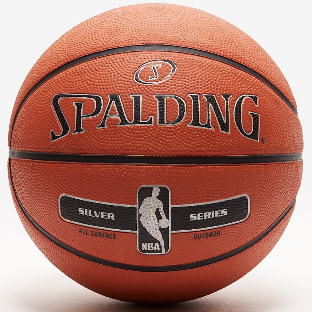 Мяч баскетбольный Spalding NBA Silver Series Outdoor размер 5, 6, 7 резиновый для улицы коричневый