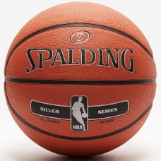 Мяч баскетбольный Spalding NBA Silver Series Outdoor размер 5, 6, 7 резиновый для улицы коричневый