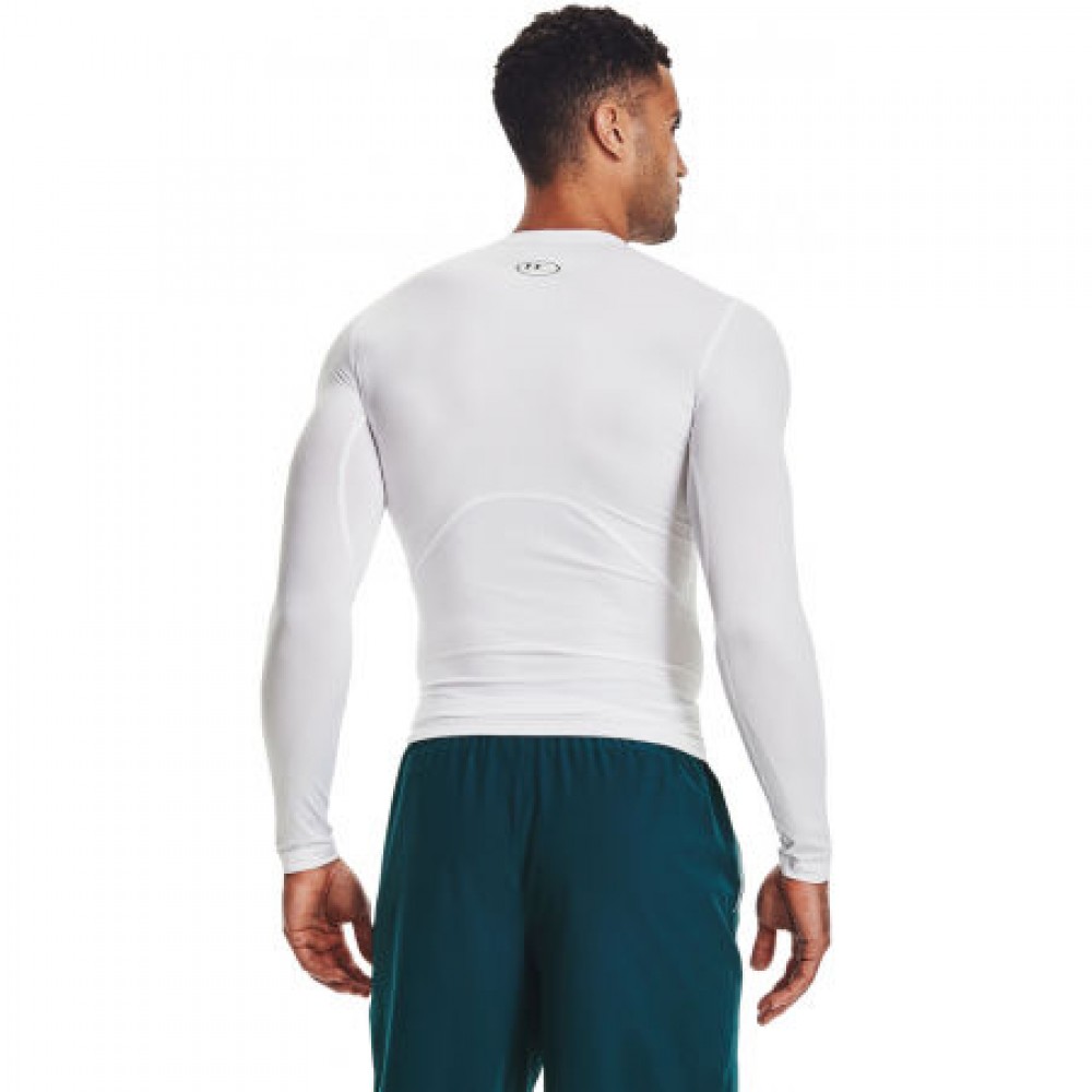 Футболка-лонгслив компрессионная мужская Under Armour HeatGear® Men's Long Sleeve белая оригинал (1361524-100)