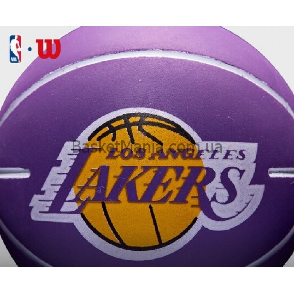 Мини-мяч баскетбольный для дриблинга Wilson NBA Dribbler Los Angeles Lakers 6 см (WTB1100PDQLAL)