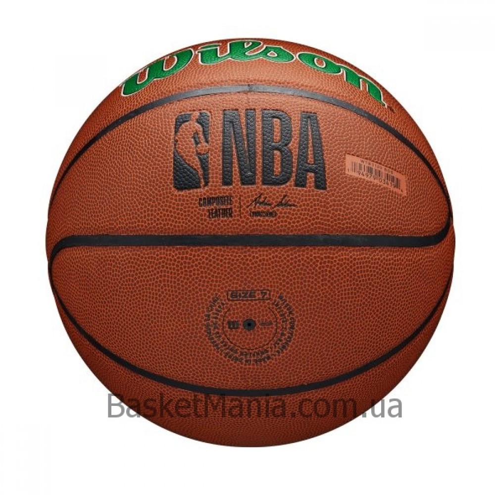 Мяч баскетбольный Wilson NBA Team Composite Boston Celtics размер 7 композитная кожа (WTB3100XBBOS)
