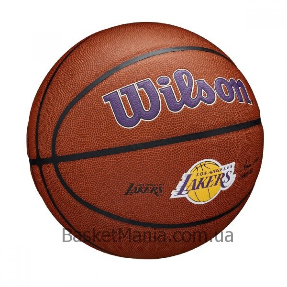 Мяч баскетбольный Wilson NBA Team Composite Los Angeles Lakers размер 7 композитная кожа (WTB3100XBLAL)