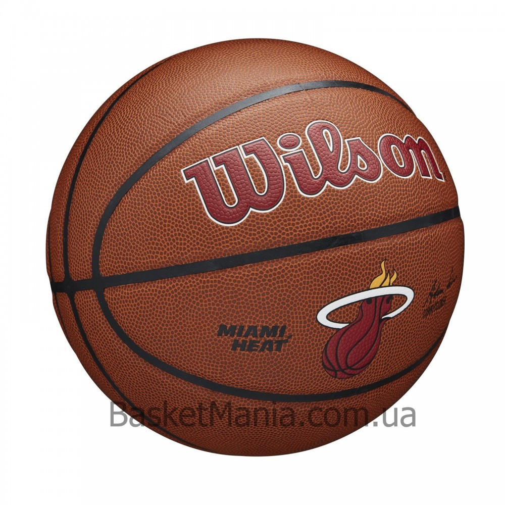 Мяч баскетбольный Wilson NBA Team Composite Miami Heat размер 7 композитная кожа (WTB3100XBMIA)