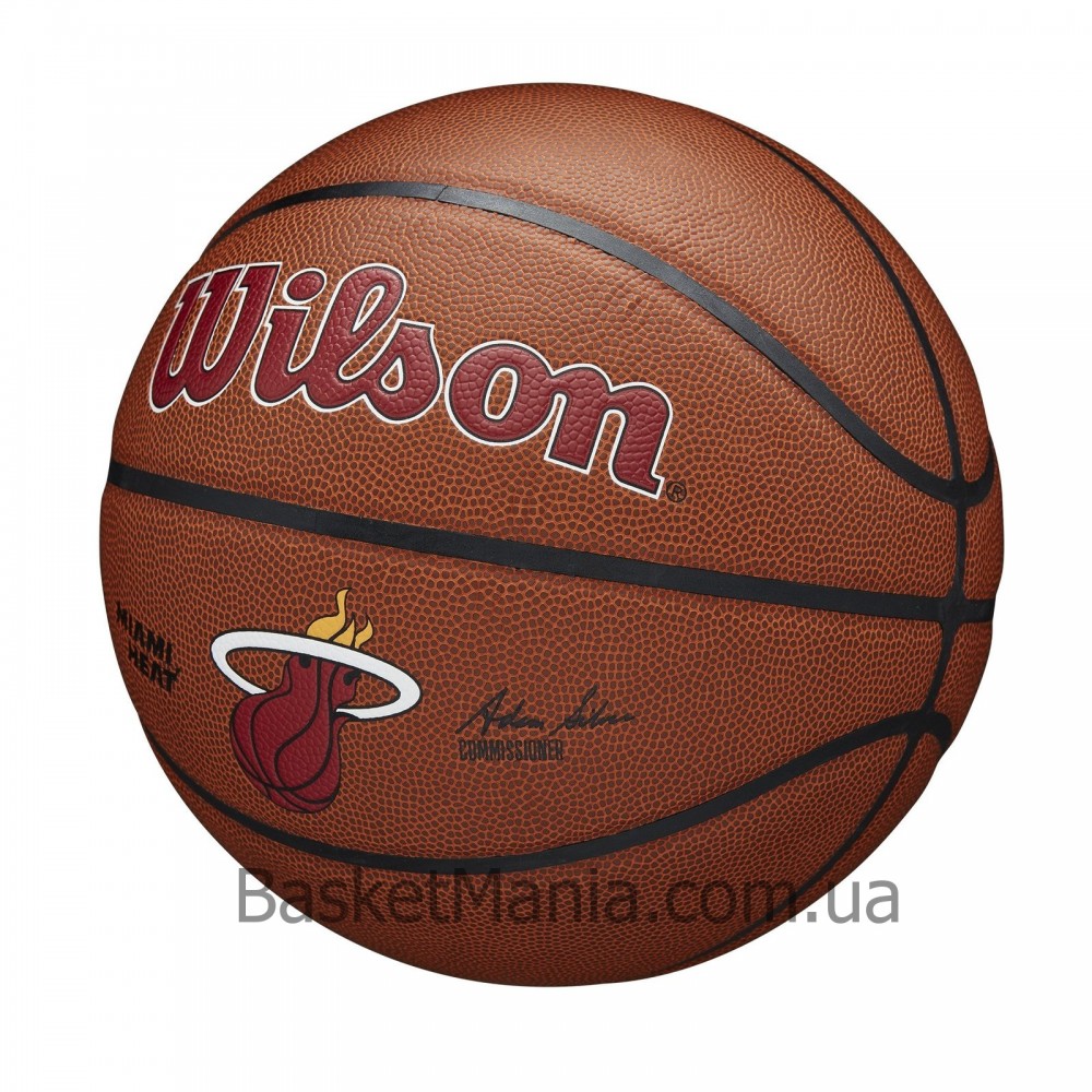 Мяч баскетбольный Wilson NBA Team Composite Miami Heat размер 7 композитная кожа (WTB3100XBMIA)