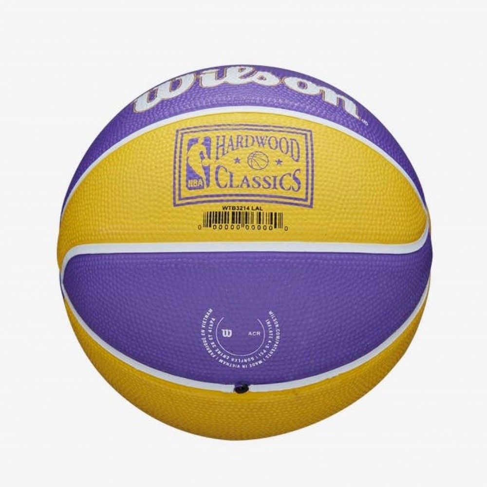 Мини-мяч баскетбольный Wilson Team Retro Los Angeles Lakers размер 3 (WTB3200XBLAL)