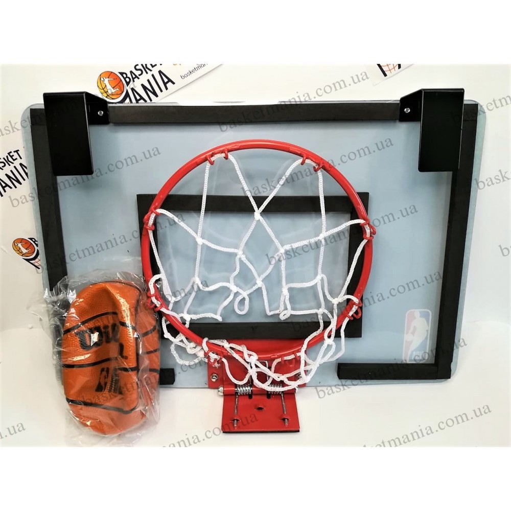 Мини-щит баскетбольный Wilson NBA Forge Team Mini Hoop 45,7х27,9 см с кольцом и сеткой (WTBA3001FRGNB)