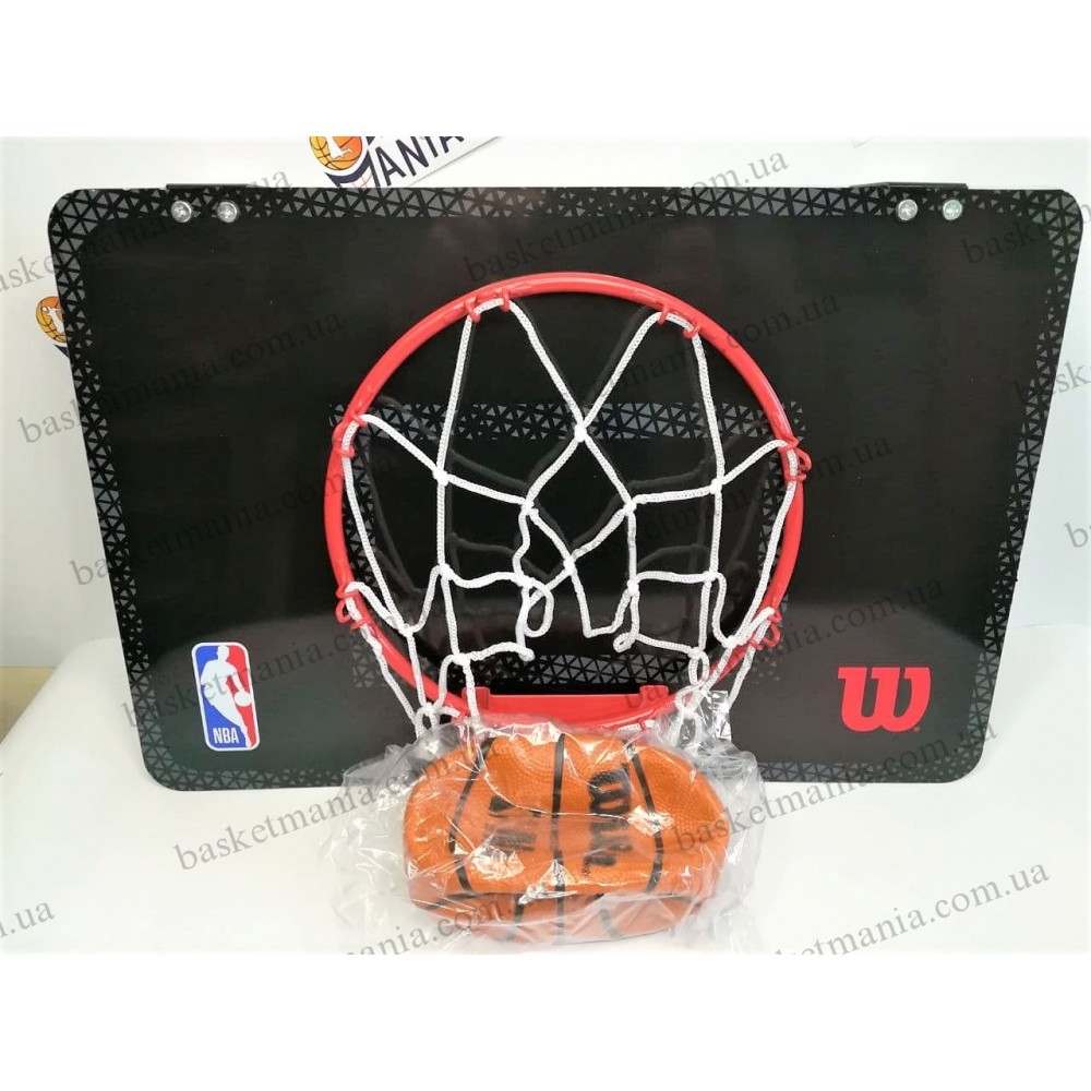 Мини-щит баскетбольный Wilson NBA Forge Team Mini Hoop 45,7х27,9 см с кольцом и сеткой (WTBA3001FRGNB)