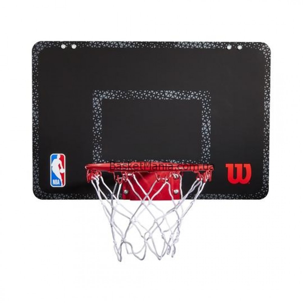 Мини-щит баскетбольный Wilson NBA Forge Team Mini Hoop 45,7х27,9 см с кольцом и сеткой (WTBA3001FRGNB)