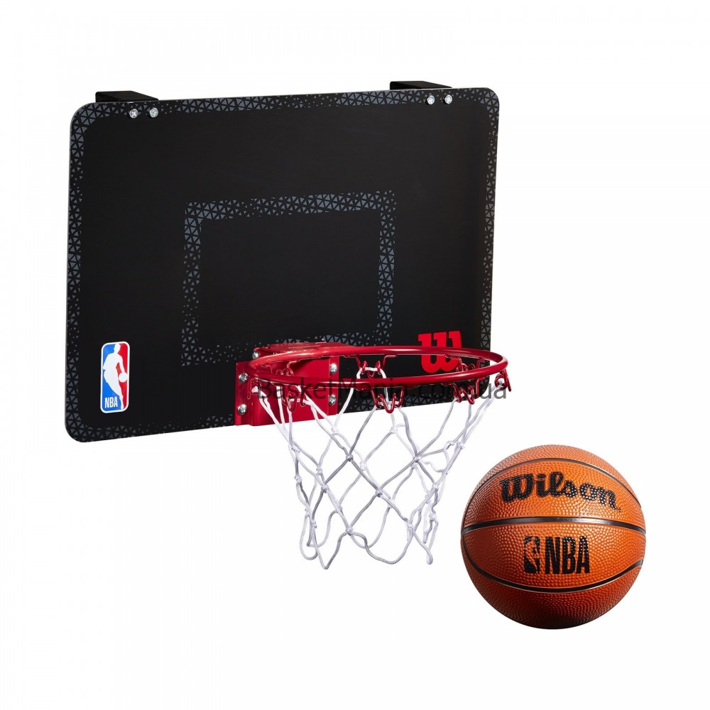 Мини-щит баскетбольный Wilson NBA Forge Team Mini Hoop 45,7х27,9 см с кольцом и сеткой (WTBA3001FRGNB)