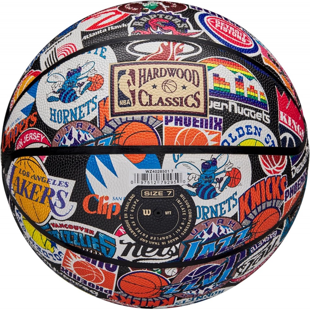 Баскетбольный мяч Wilson NBA All Team Retro Basketball размер 7 композитная кожа оригинал (WZ4028501XB7)