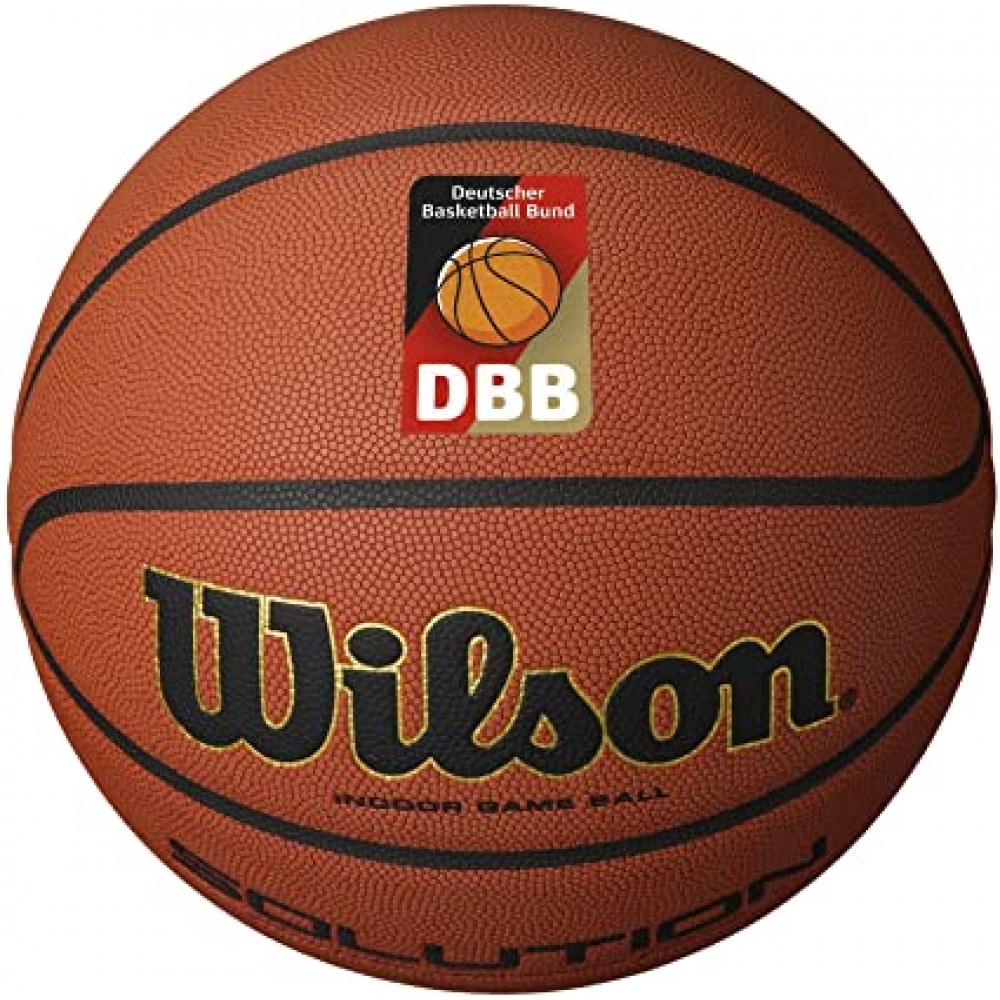 Мяч баскетбольный профессиональный Wilson Solution размер 7 композитная кожа для зала (WTB0616XBDBB)