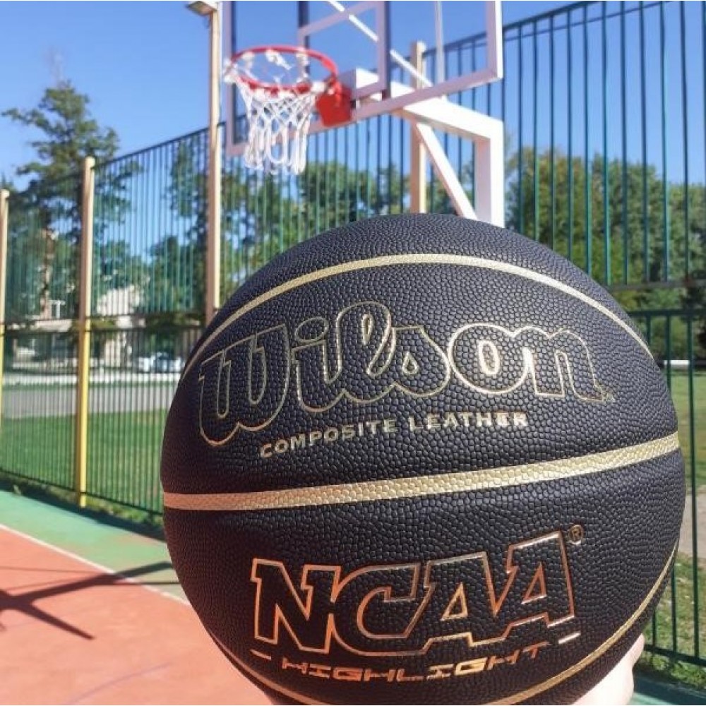 Мяч баскетбольный Wilson NCAA Hightlight размер 7 композитная кожа черный (WTB067519XB07)