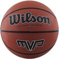 Мяч баскетбольный Wilson MVP размер 5, 6, 7 резиновый для улицы-зала коричневый (WTB1419XB07)