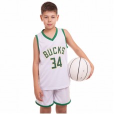Форма баскетбольная детская Basketball Unifrom Milwaukee Bucks 34 (3582)